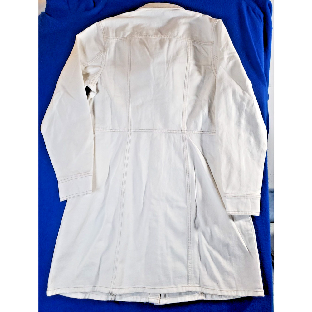 Frye Shirt Dress Women's Large White Denim Long Sleeve ButtonFront Tunic Pockets - Picture 11 of 16